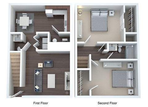 Floor plan for 2 beds, 1.5 baths, 1080 sqft